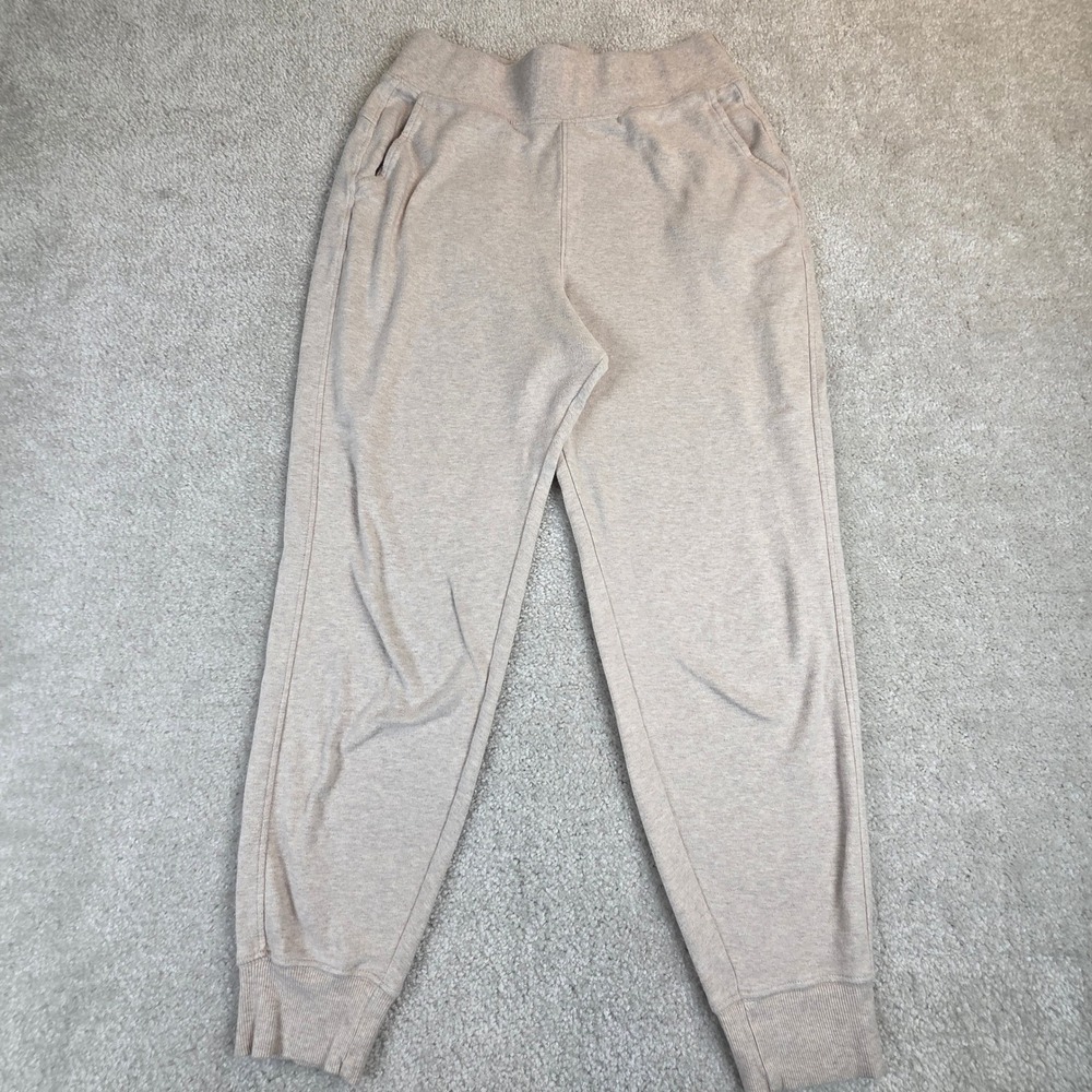 Pact Womens Organic Cotton Joggers Oatmeal Heather High Rise Sweatpants M